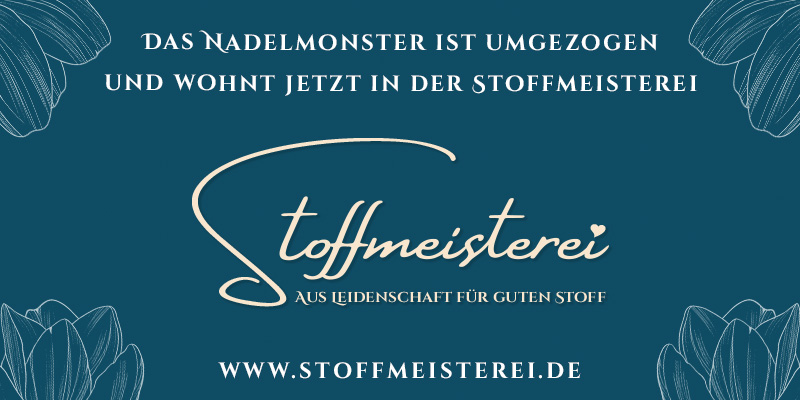 Das Nadelmonster zieht in den Onlineshop der Soffmeisterei unter www.stoffmeisterei.de